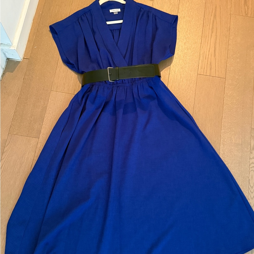 Calvin Klein Royal Blue A line midi dress with pockets